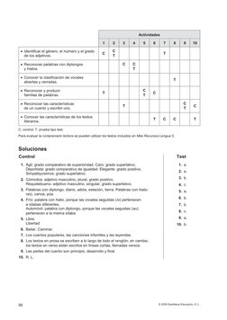 © 2009 Santillana Educación, S. L. 
56 
 
Actividades 
1 
2 
3 
4 
5 
6 
7 
8 
9 
10 
x Identificar el género, el número y el