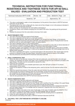 www.australianpipelinevalve.com.au
Technical Instruction AP/IT 01/00
Review: 00
Date: 05/03/19
Page: 2/4
Issued by: GP
Approv