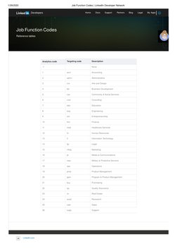 LinkedIn Job Function Codes Reference | PDF