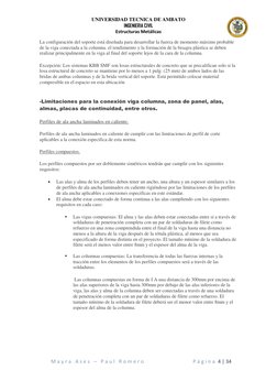 UNIVERSIDAD TECNICA DE AMBATO 
INGENIERIA CIVIL 
Estructuras Metálicas 
M a y r a  A s e s  –  P a u l  R o m e r o