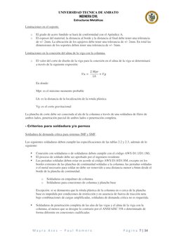 UNIVERSIDAD TECNICA DE AMBATO 
INGENIERIA CIVIL 
Estructuras Metálicas 
M a y r a  A s e s  –  P a u l  R o m e r o