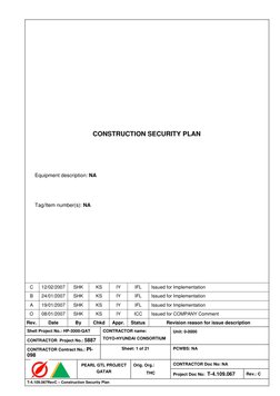Shell Project No.: HP-3000-QAT 
CONTRACTOR  Project No.: 5887 
CONTRACTOR name:  
TOYO
