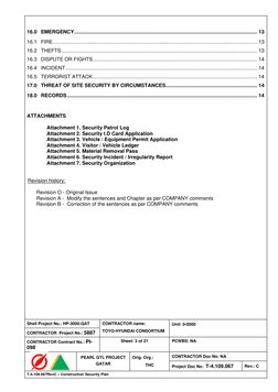 Shell Project No.: HP-3000-QAT 
CONTRACTOR  Project No.: 5887 
CONTRACTOR name:  
TOYO-HYUNDAI CONSORTIUM 
Unit: 0-0000