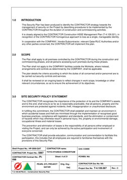 Shell Project No.: HP-3000-QAT 
CONTRACTOR  Project No.: 5887 
CONTRACTOR name:  
TOYO-HYUNDAI CONSORTIUM 
Unit: 0-0000