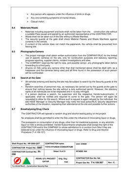 Shell Project No.: HP-3000-QAT 
CONTRACTOR  Project No.: 5887 
CONTRACTOR name:  
TOYO-HYUNDAI CONSORTIUM 
Unit: 0-0000