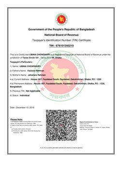 TIN Certificate for Libina Chowdhury | PDF