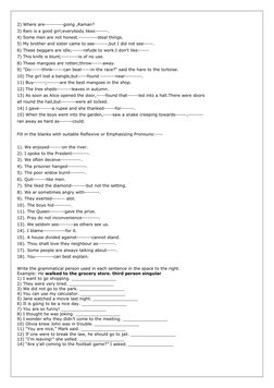 Reflexive and Emphatic Pronouns Worksheet | PDF