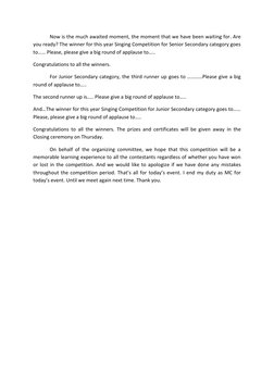 Anchoring Script for Singing Contest | PDF