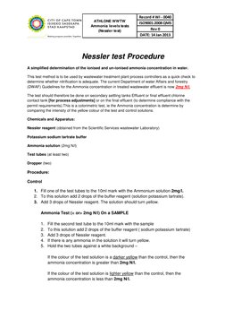 Nessler Test Procedure for Ammonia | PDF | Ammonia | Sewage Treatment