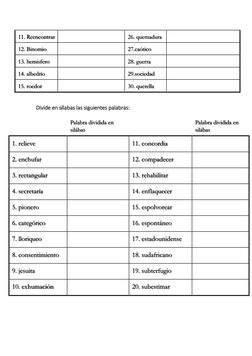 Ejercicios de División Silábica | PDF | Voz humana | Fonética
