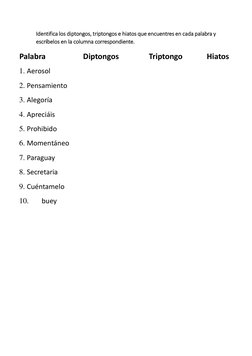 Ejercicios de División Silábica | PDF | Voz humana | Fonética