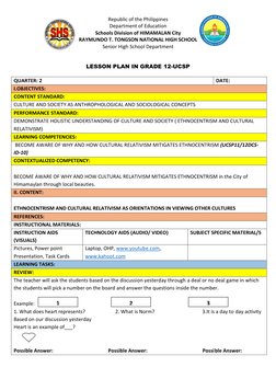 UCSP Lesson Plan: Culture & Society | PDF | Relativism | Lesson Plan