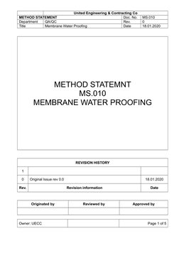 Membrane Waterproofing Method Statement | PDF | Roof | Building