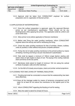Membrane Waterproofing Method Statement | PDF | Roof | Building