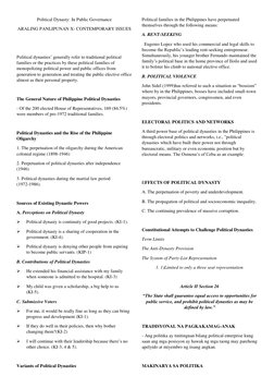 Political Dynasty: In Public Governance 
ARALING PANLIPUNAN X- CONTEMPORARY ISSUES 
 
 
Political dynasties’ generally refer