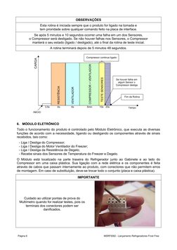 Página 6
MSRF0082 - Lançamento Refrigeradores Frost Free
OBSERVAÇÕES
Esta rotina é iniciada sempre que o produto for ligado n