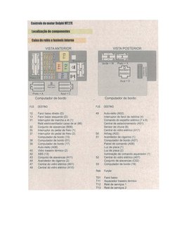 Controle do motor Delphl MT21E 
locallzaçio de componemes 
Caixa de ralés etustvels lmemo 
VISTA ANTERIOR 
Computador de bord