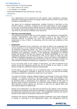 Your appointment will be governed by the policies, rules, regulations, practices, 
processes and procedures (and any changes