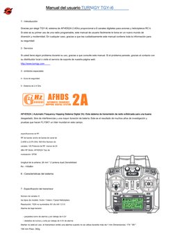 Manual del usuario TURNIGY TGY-i6
Manual del usuario TURNIGY TGY-i6
1 - Introducción 
Gracias por elegir TGY-i6, sistema de A