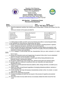 Republic of the Philippines
DEPARTMENT OF EDUCATION
Region IV-A CALABARZON
Division of Rizal
District o