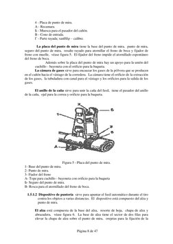 Página 8 de 47 
4 - Placa de punto de mira. 
А - Recamara. 
Б - Muesca para el pasador del cañón. 
В - Cono de entrada. 
Г
