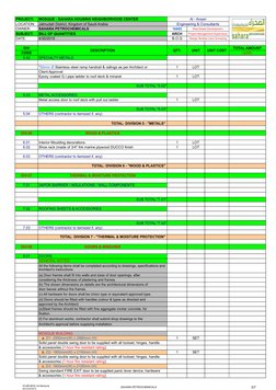 16-085-BOQ: Architectural
 JAS 04/30/2019
SAHARA PETROCHEMICALS
3/7
PROJECT:
MOSQUE - SAHARA HOUSING NEIGHBORHOOD CENTER
Al