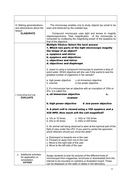Grade 7 Microscope Lesson Plan | PDF