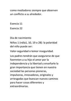 como mediadores siempre que observen 
un conflicto a su alrededor.  
 
Esencia 11 
Esencia 22 
 
Dia de nacimiento 
Niños 1 (