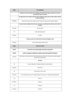 SONG 
BLUE (REPRISE) 
 
Veronica runs over to where JD is standing at the side of the stage. He opens his arms and 
she burie