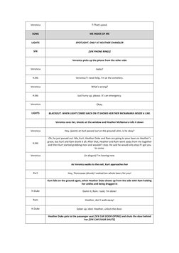 Veronica 
T-That’s good. 
SONG 
ME INSIDE OF ME 
LIGHTS 
SPOTLIGHT. ONLY AT HEATHER CHANDLER 
SFX 
[SFX PHONE RINGS] 
 
Veron