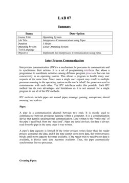 IPC with Pipes in C Programming | PDF | Process (Computing) | Operating ...