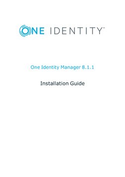 One Identity Manager 8.1.1
Installation Guide

