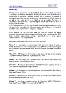 SKF do Brasil Ltda.
Descrição 
 
Para a função apropriada com durabilidade de um rolamento é, importante 
a aplicação corre