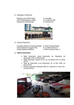 E. Hospitales, Policlínicos  
Policlínico de la PNP Callao 
Jr. Arica 896
CAP III Metropolitano Callao
Av. La Marina 288
Hosp