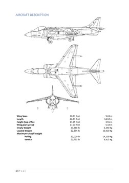 1 | P a g e  
 
AIRCRAFT DESCRIPTION 
 
Wing Span 
30.33 feet 
9.24 m 
Length 
46.33 feet 
14.12 m 
Height (top of fin) 
11.6
