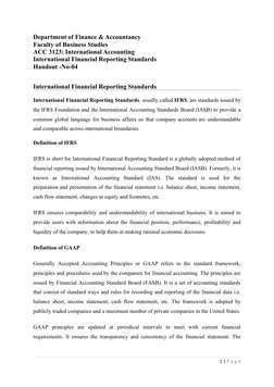 Department of Finance & Accountancy
Faculty of Business Studies
ACC 3123: International Accounting
International Financial Re
