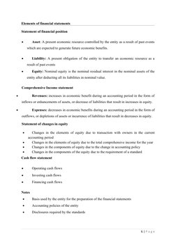 Elements of financial statements
Statement of financial position 

Asset: A present economic resource controlled by the enti