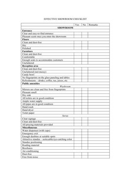 Showroom Checklist.pdf Showroom Cleaning and Maintenance Checklist | PDF