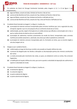 FICHA DE AVALIAÇÃO 6 – GEOGRAFIA A – 10.º ano
3.
Os  acidentes  do  litoral  de  Portugal  Continental  ilustrados  pelas  im