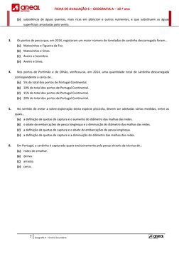 FICHA DE AVALIAÇÃO 6 – GEOGRAFIA A – 10.º ano
(D)
subsidência de águas quentes, mais ricas em plâncton e outros nutrientes, e