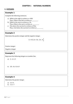 Form 1 Mathematics: Chapter 1 Exercises | PDF | Integer | Numbers