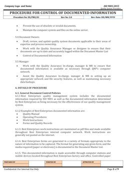 Document Control Procedure ISO 9001:2015 | PDF | Iso 9000 | Quality ...
