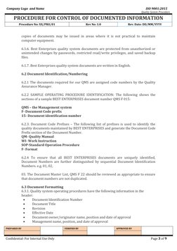 Document Control Procedure ISO 9001:2015 | PDF | Iso 9000 | Quality ...