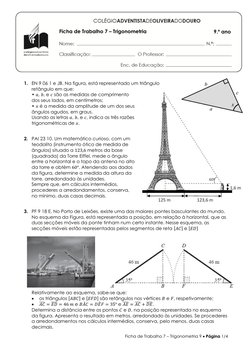 Ficha de Trabalho 7 – Trigonometria 9  Página 1/4 
 
 
 
 
1. EN 9 06 1 e JB. Na figura, está representado um triângulo 
ret
