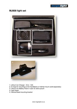  
MJ8
 
 
1. Lithi
2. O-rin
3. Lithi
4. Ligh
5. Helm
 
 
 
08 ligh
um Ion Ch
ngs for mo
um Ion Ba
t Head 
met/Head m
ht set