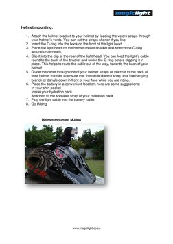  
 
Helme
 
1. 
2. 
3. 
4. 
5. 
6. 
7. 
8. 
 
 
 
 
 
 
 
 
et mounti
Attach the
your helme
Insert the 
Place the 
around un