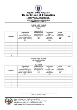 Talent Judging Criteria for Pageant | PDF | Communication