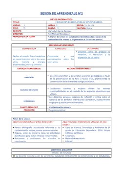 SESIÒN DE APRENDIZAJE Nº2
DATOS INFORMATIVOS
TÌTULO: 
CIUDAD SIN RUIDOS, POBLACIÓN SIN ESTRÉS.
UNIDAD:        I
HORAS:  2
FEC