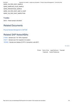 3/24/2020
Inspection lot creation : sample size calculation - Product Lifecycle Management - Community Wiki
https://wiki.scn.