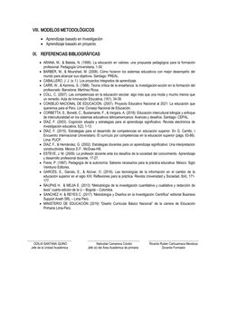 VIII. MODELOS METODOLÓGICOS

Aprendizaje basado en Investigación

Aprendizaje basado en proyecto.
IX. REFERENCIAS BIBLIOGRÁ